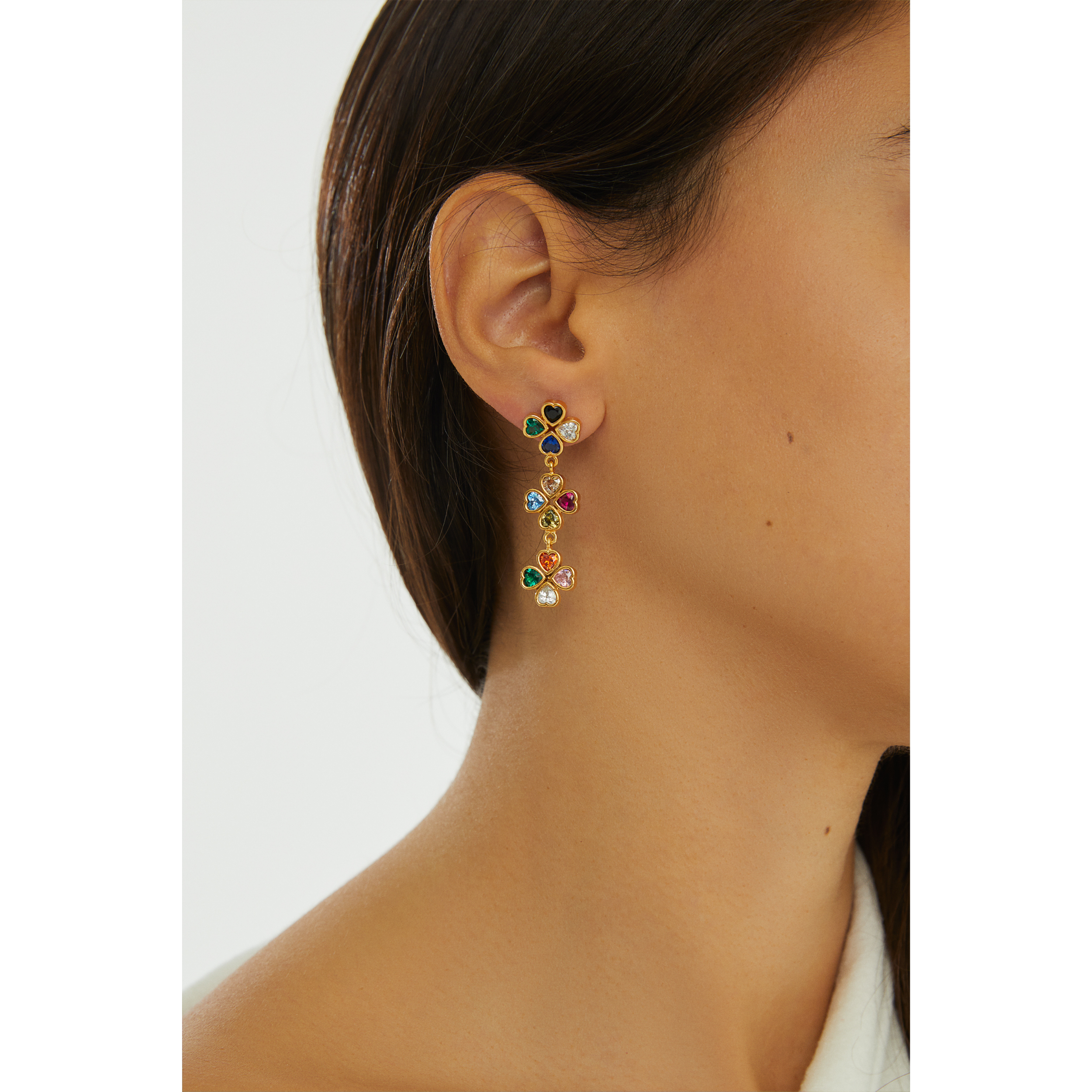 Maison Soula-Clover Trio Drop Earrings-Earrings-2-Milagron.com