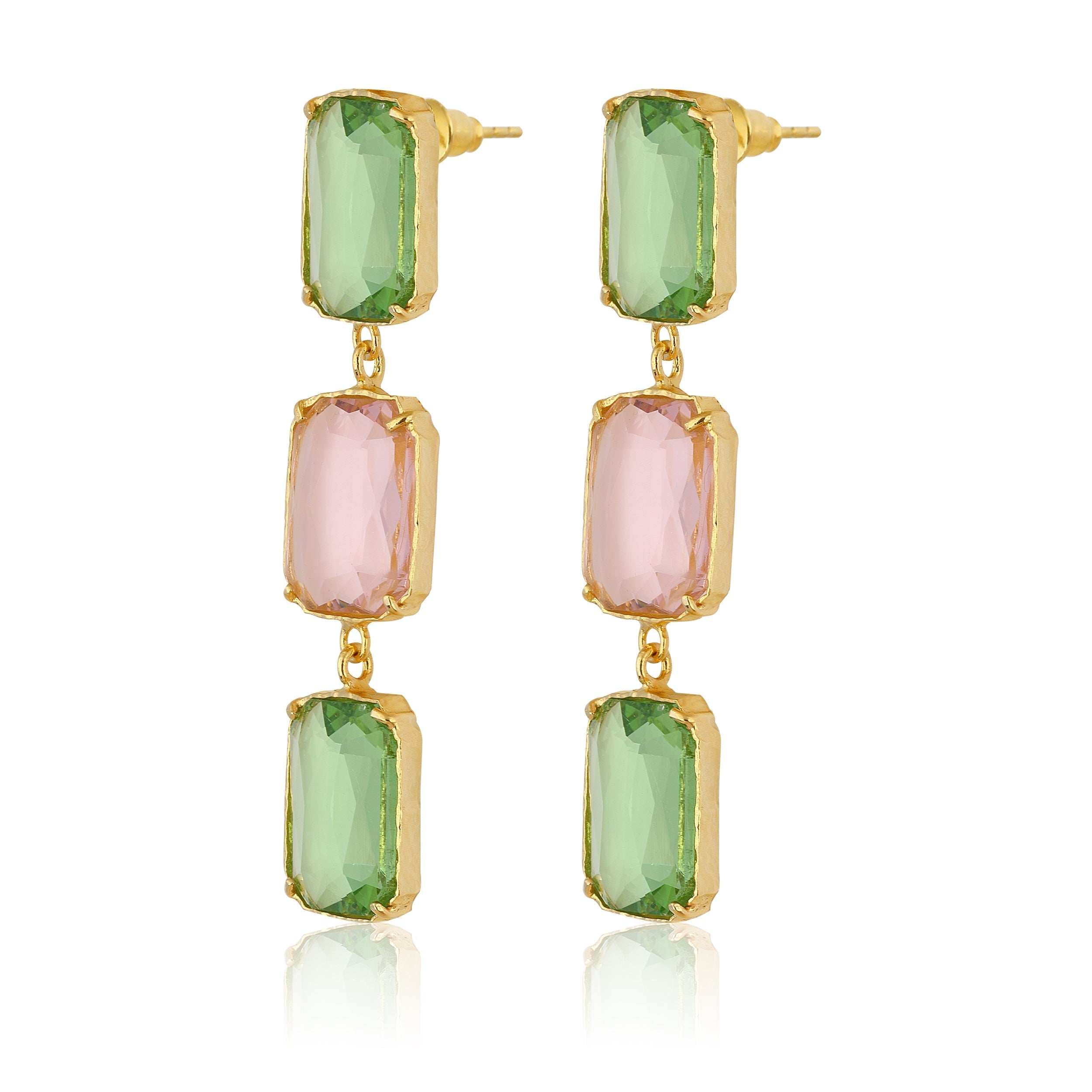Maison Soula-Donna Earrings Light Green & Rose Pink-Earrings-3-Milagron.com