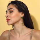 Maison Soula-Donna Earrings Light Green & Rose Pink-Earrings-5-Milagron.com