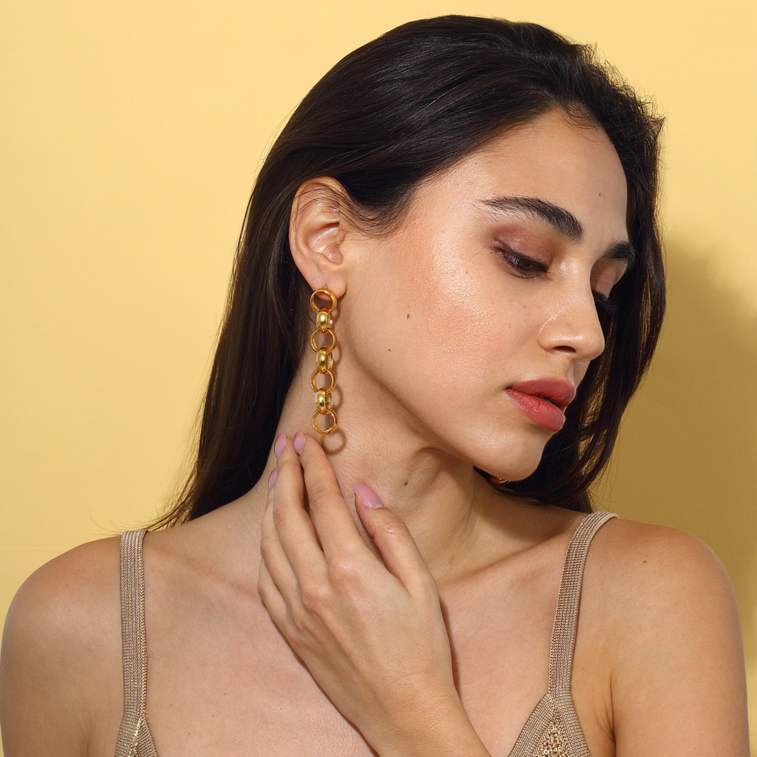 Maison Soula-Gaia Chain Drop Earrings Small Chains-Earrings-2-Milagron.com