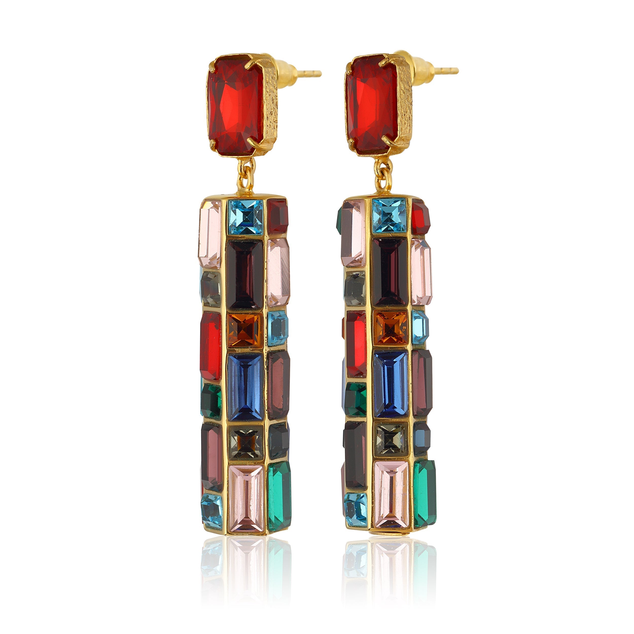 Maison Soula-Gloria Earrings Emerald Red-Earrings-3-Milagron.com