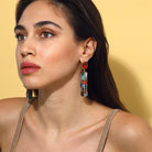 Maison Soula-Gloria Earrings Emerald Red-Earrings-4-Milagron.com
