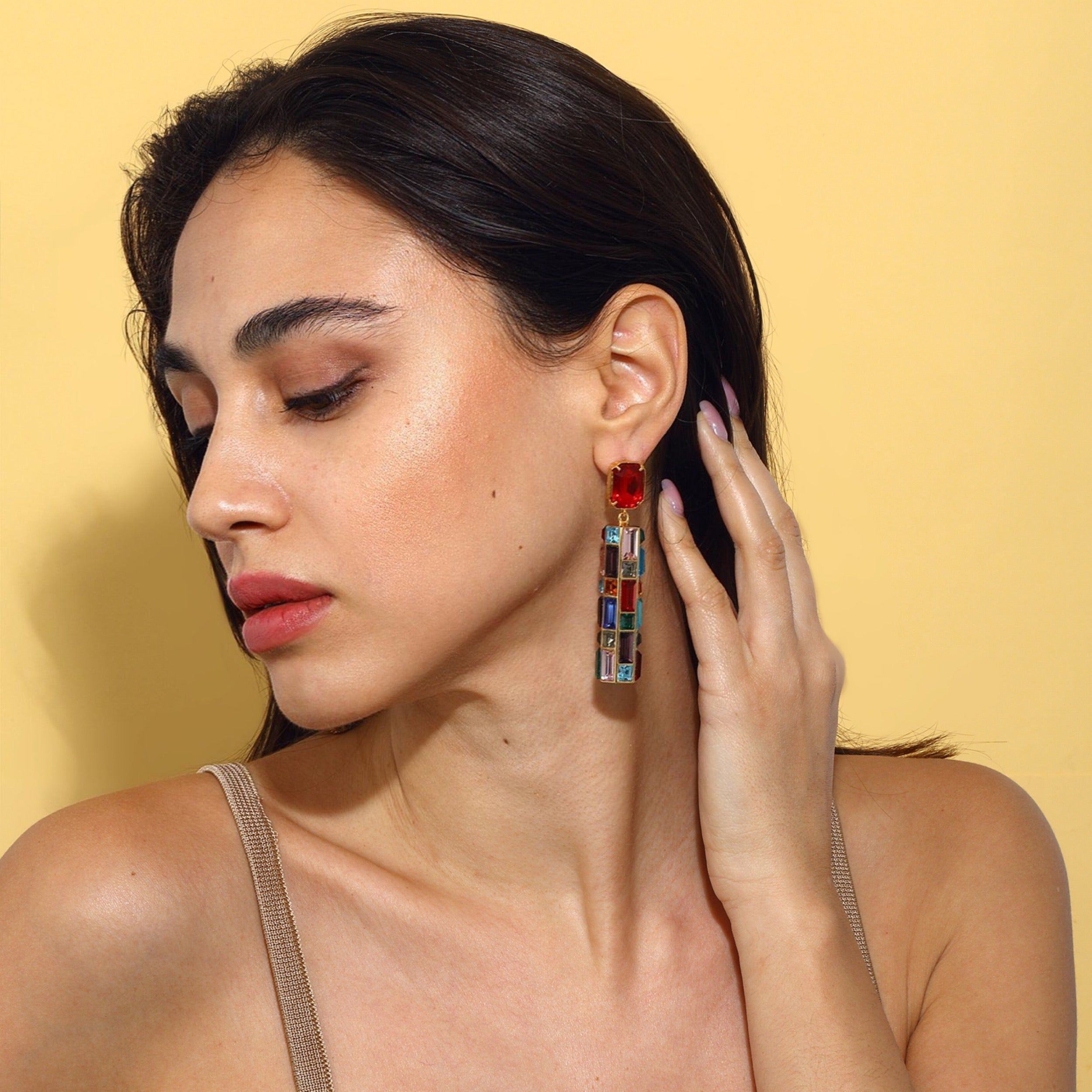 Maison Soula-Gloria Earrings Emerald Red-Earrings-5-Milagron.com