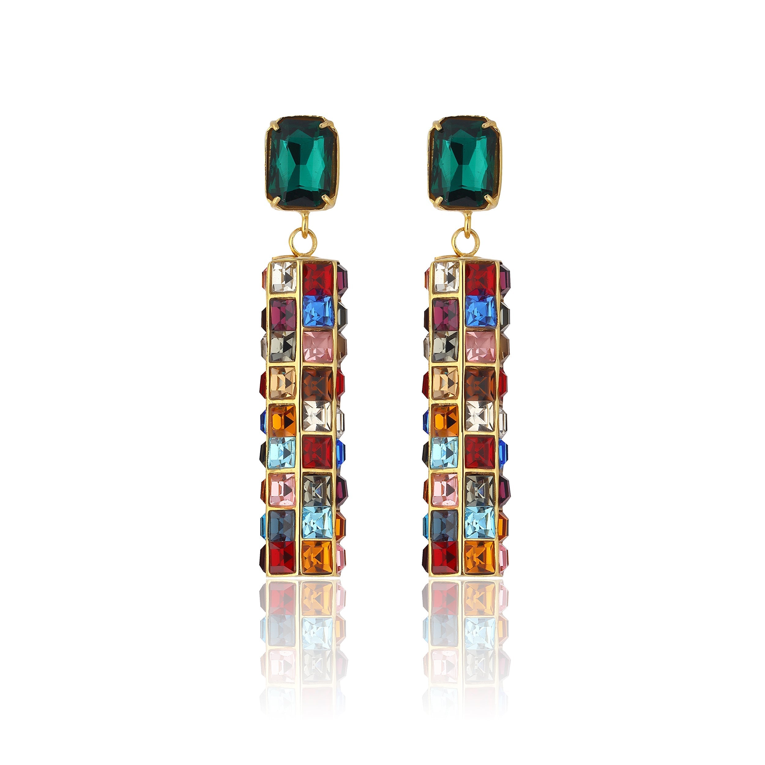 Maison Soula-Hypnos Drop Earrings Emerald Green-Earrings-1-Milagron.com