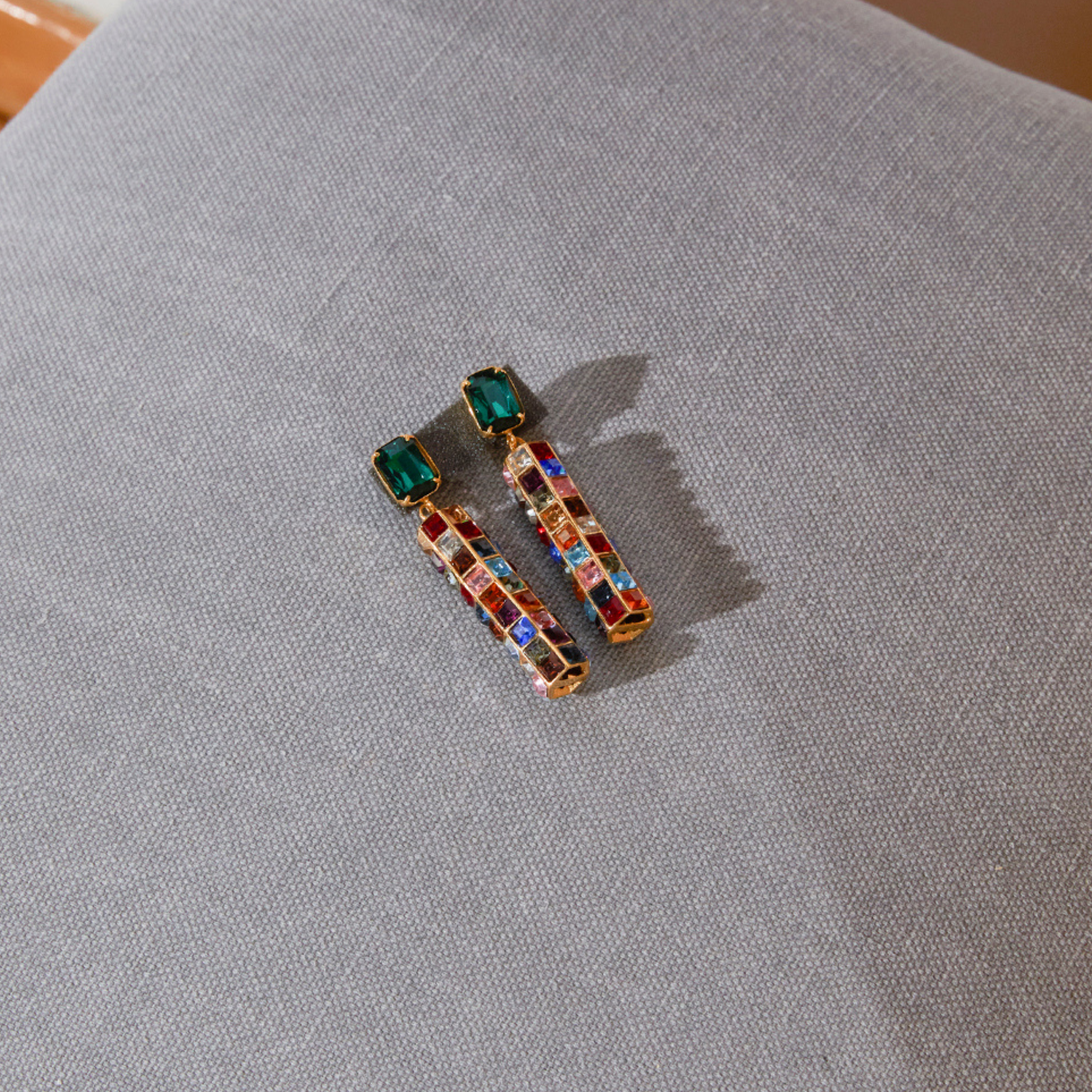 Maison Soula-Hypnos Drop Earrings Emerald Green-Earrings-4-Milagron.com