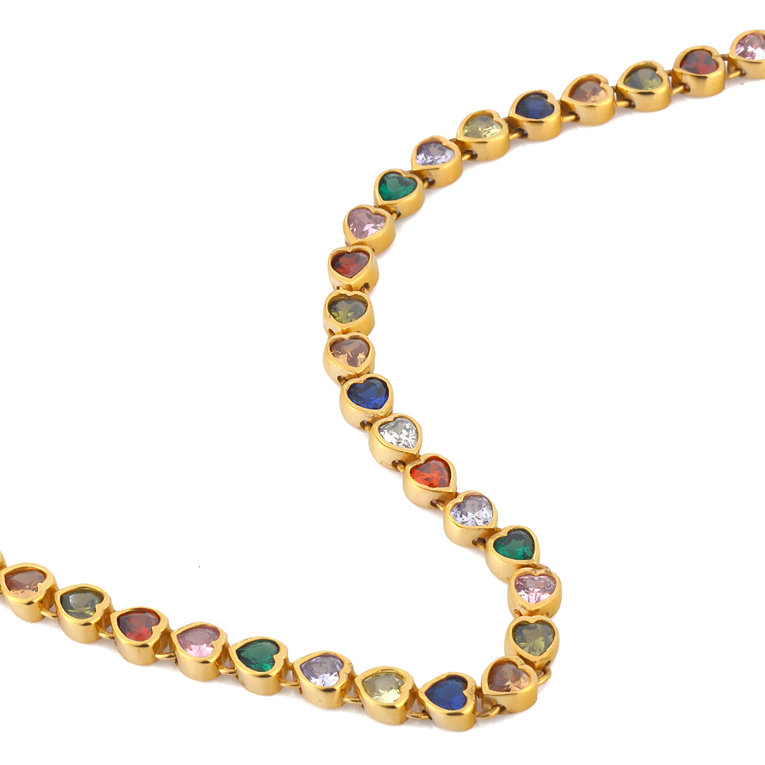 Maison Soula-Many Tiny Hearts Tennis Necklace Multicolor-Necklace-2-Milagron.com