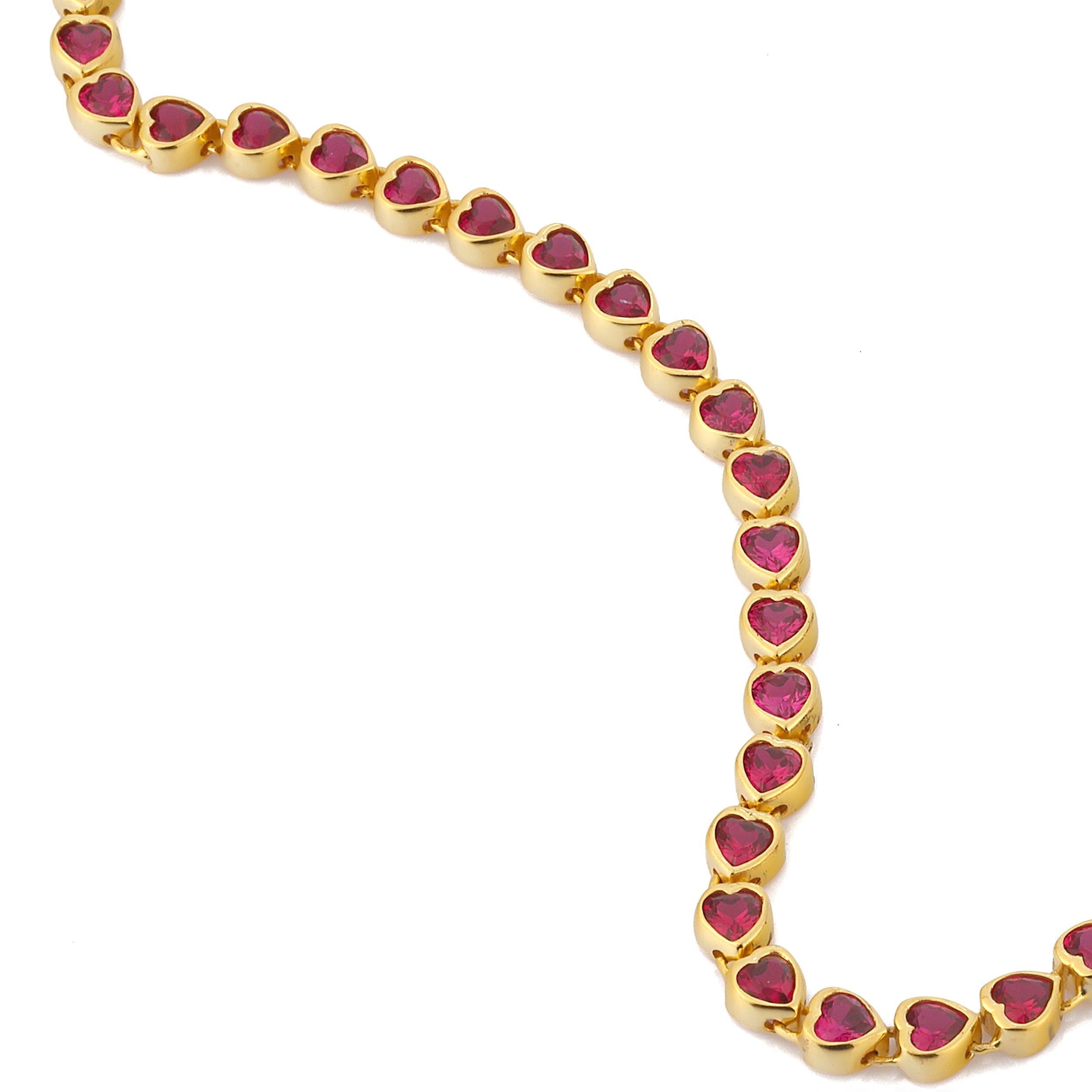 Maison Soula-Many Tiny Hearts Tennis Necklace Vibrant Pink-Necklace-3-Milagron.com