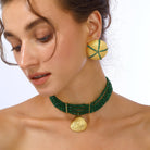 Maison Soula-Sea Urchin Earrings Emerald Green-Earrings-5-Milagron.com