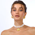 Maison Soula-Seashell Pearl Choker-Necklace-2-Milagron.com