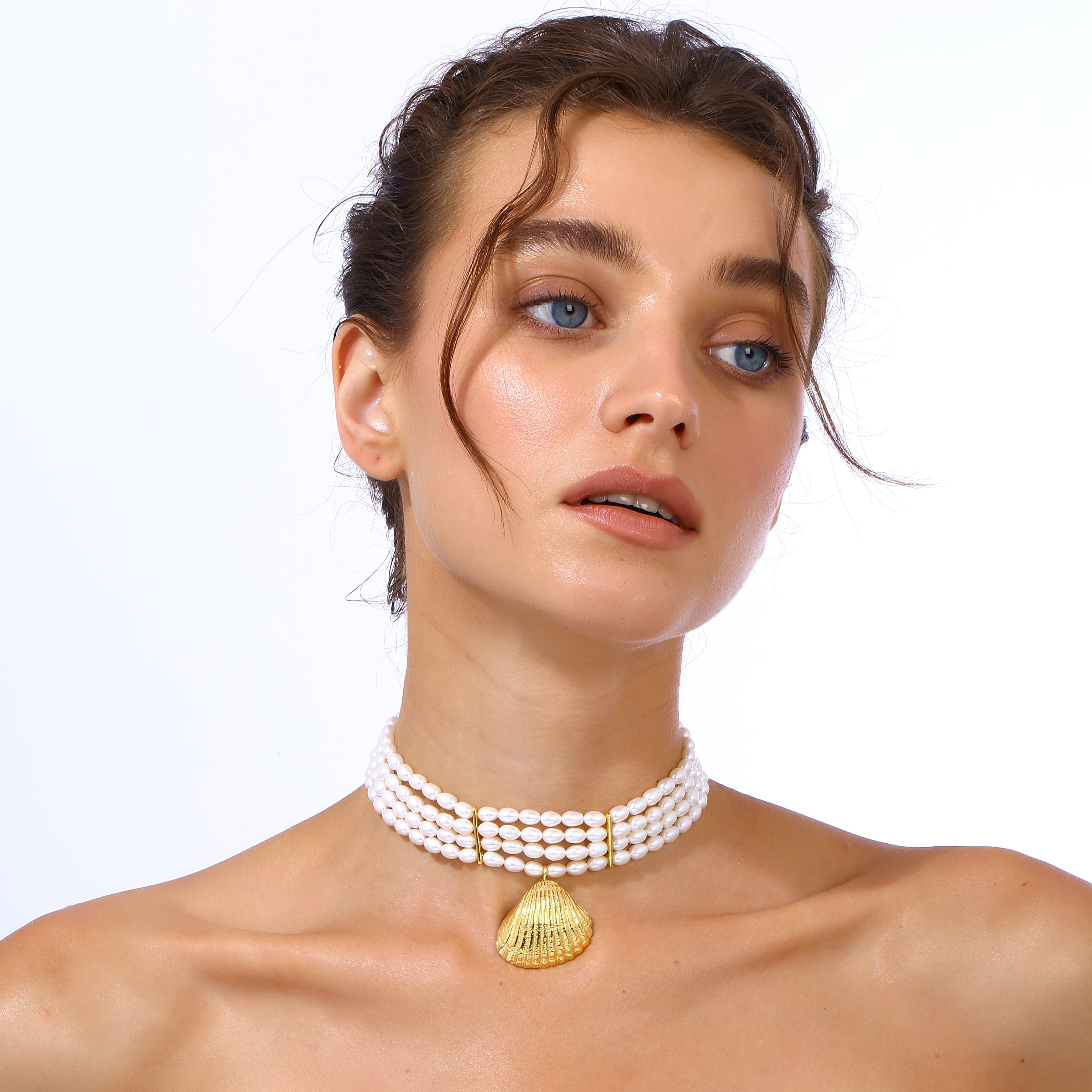 Maison Soula-Seashell Pearl Choker-Necklace-5-Milagron.com