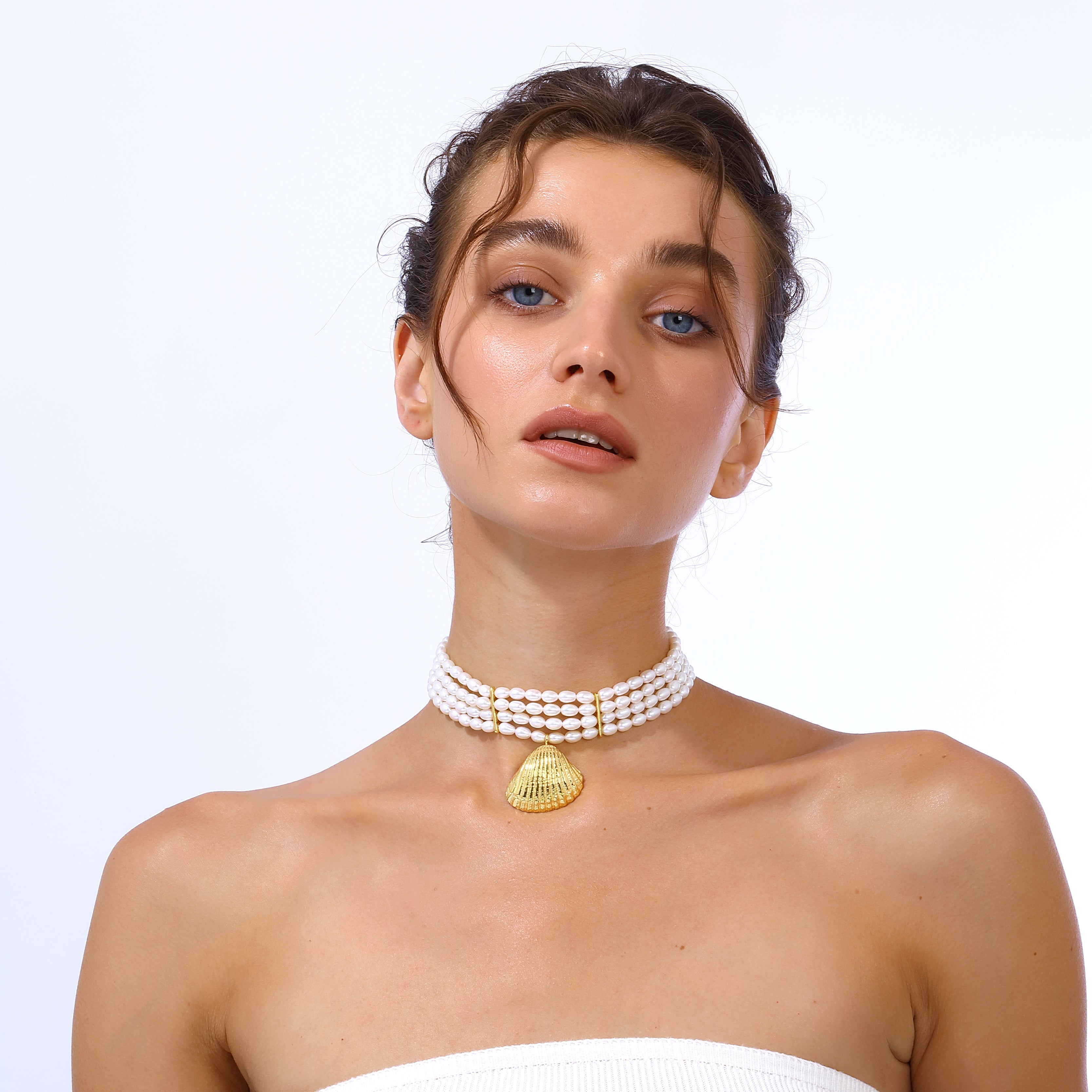 Maison Soula-Seashell Pearl Choker-Necklace-6-Milagron.com