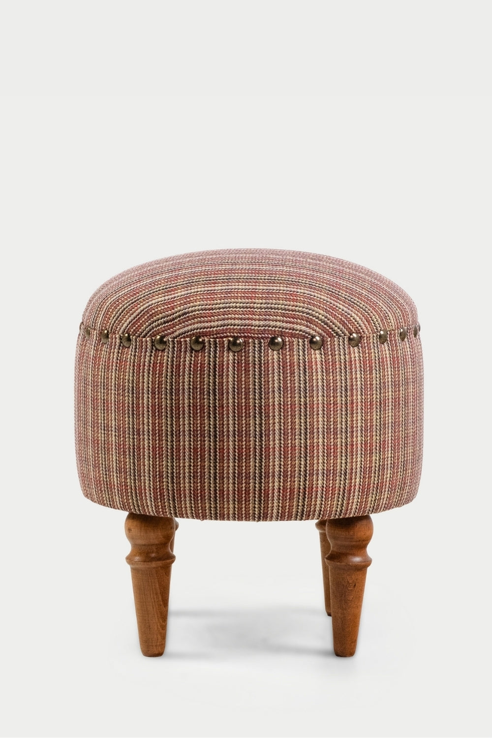 Saga Nostajik Ekose Ahşap Ayaklı Puf - 1