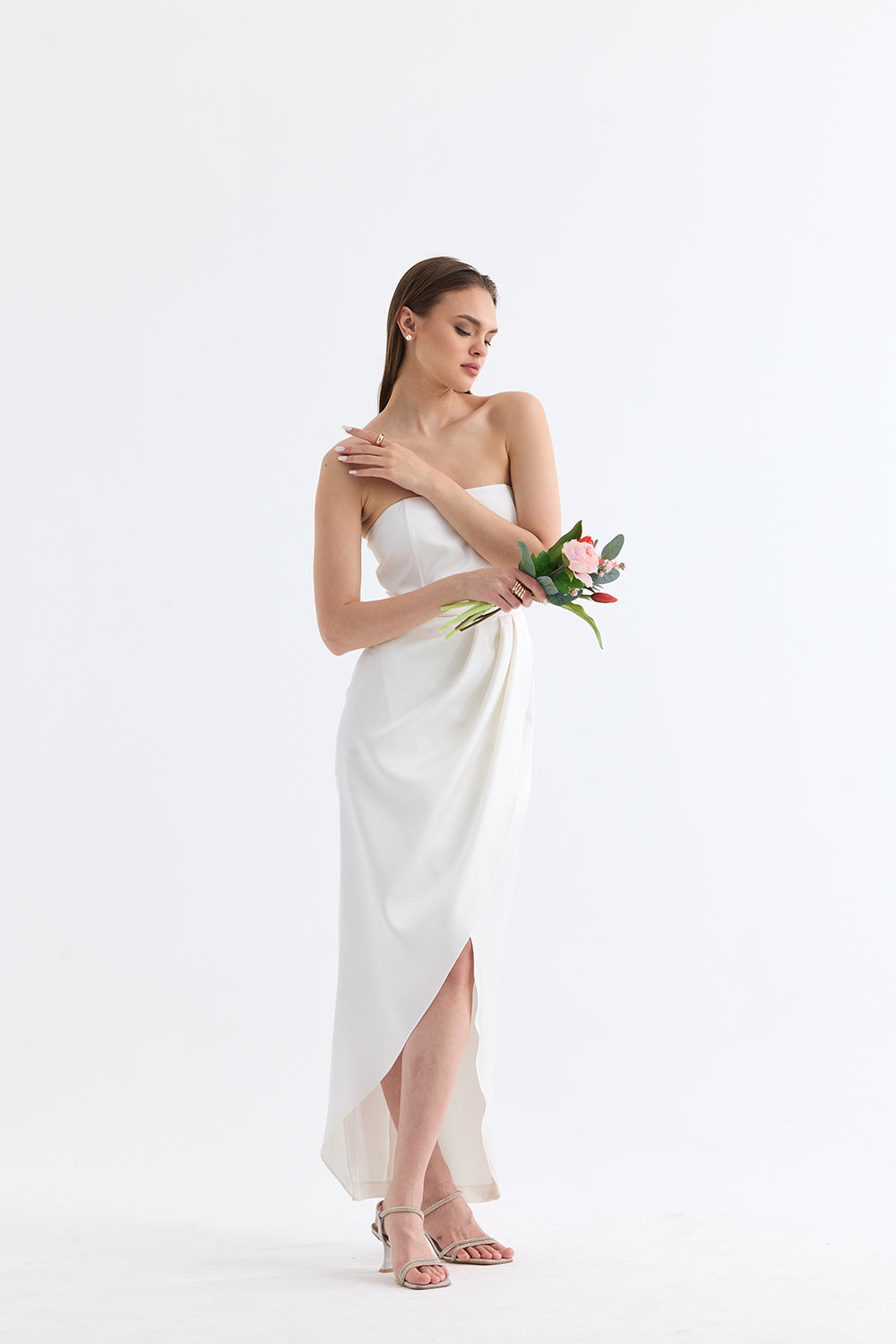 Manshet-Bloom / Straplez Midi Boy Abiye Elbise-Elbise-1-Milagron.com