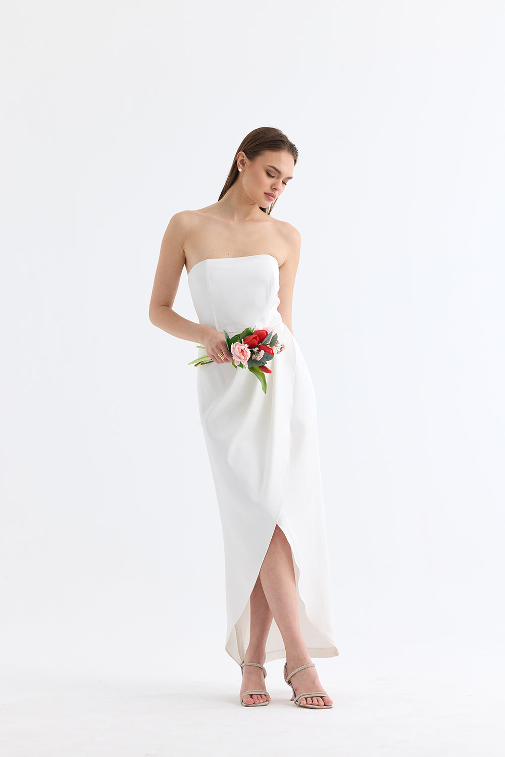 Manshet-Bloom / Straplez Midi Boy Abiye Elbise-Elbise-2-Milagron.com