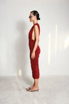 Manshet-Elodie Dekolteli Midi Elbise-Elbise-2-Milagron.com