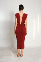 Manshet-Elodie Dekolteli Midi Elbise-Elbise-3-Milagron.com