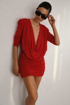 Manshet-Lucie Degaje Yaka Mini Elbise-Elbise-2-Milagron.com