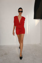 Manshet-Lucie Degaje Yaka Mini Elbise-Elbise-3-Milagron.com