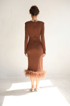 Manshet-Patrice Tüylü Midi Elbise-Elbise-2-Milagron.com