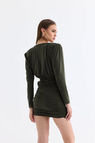 Manshet-The Crimson / Gül Detaylı Mini Elbise-Elbise-4-Milagron.com