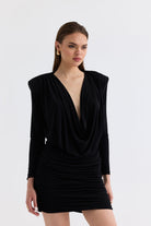 Manshet-The Scarlet / Degaye Yaka Mini Elbise-Elbise-2-Milagron.com