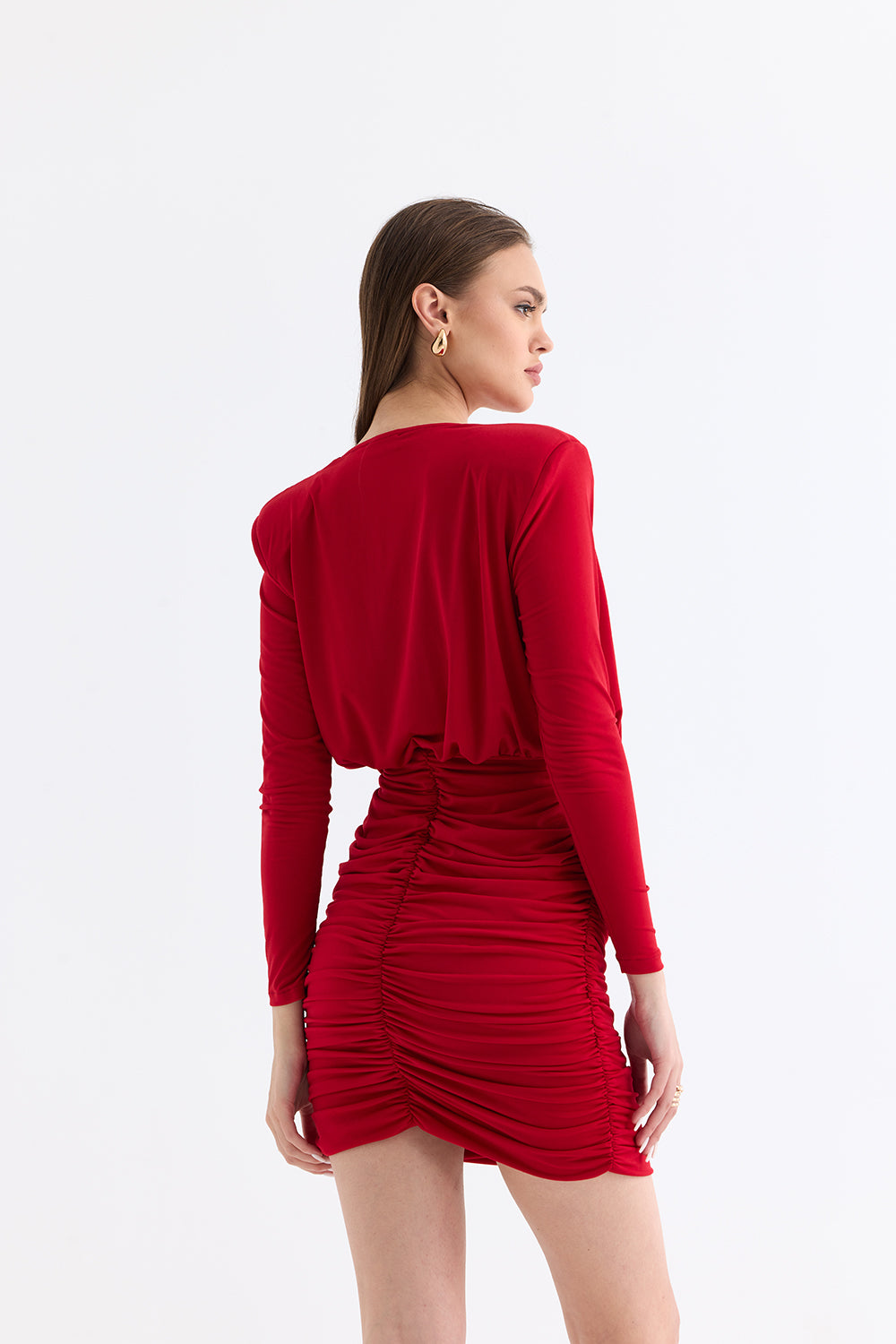 Manshet-The Scarlet / Degaye Yaka Mini Elbise-Elbise-2-Milagron.com