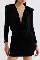 Manshet-The Scarlet / Degaye Yaka Mini Elbise-Elbise-4-Milagron.com
