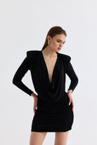 Manshet-The Scarlet / Degaye Yaka Mini Elbise-Elbise-5-Milagron.com