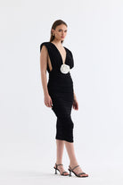 Manshet-The Velvet / Dekolteli Midi Elbise-Elbise-5-Milagron.com