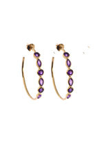 Manus In Mano-Daria Hoop Gümüş Ametist Halka Küpe-Küpe-1-Milagron.com