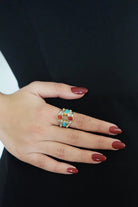 Manus In Mano-Merr Turkuaz Ve Mercan Gümüş Yüzük-Yüzük-2-Milagron.com