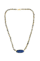 Manus In Mano-Patmos Sodalit & Labradorit Doğal Taş Gümüş Kolye - Hava Elementi-Kolye-1-Milagron.com