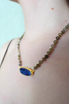 Manus In Mano-Patmos Sodalit & Labradorit Doğal Taş Gümüş Kolye - Hava Elementi-Kolye-4-Milagron.com