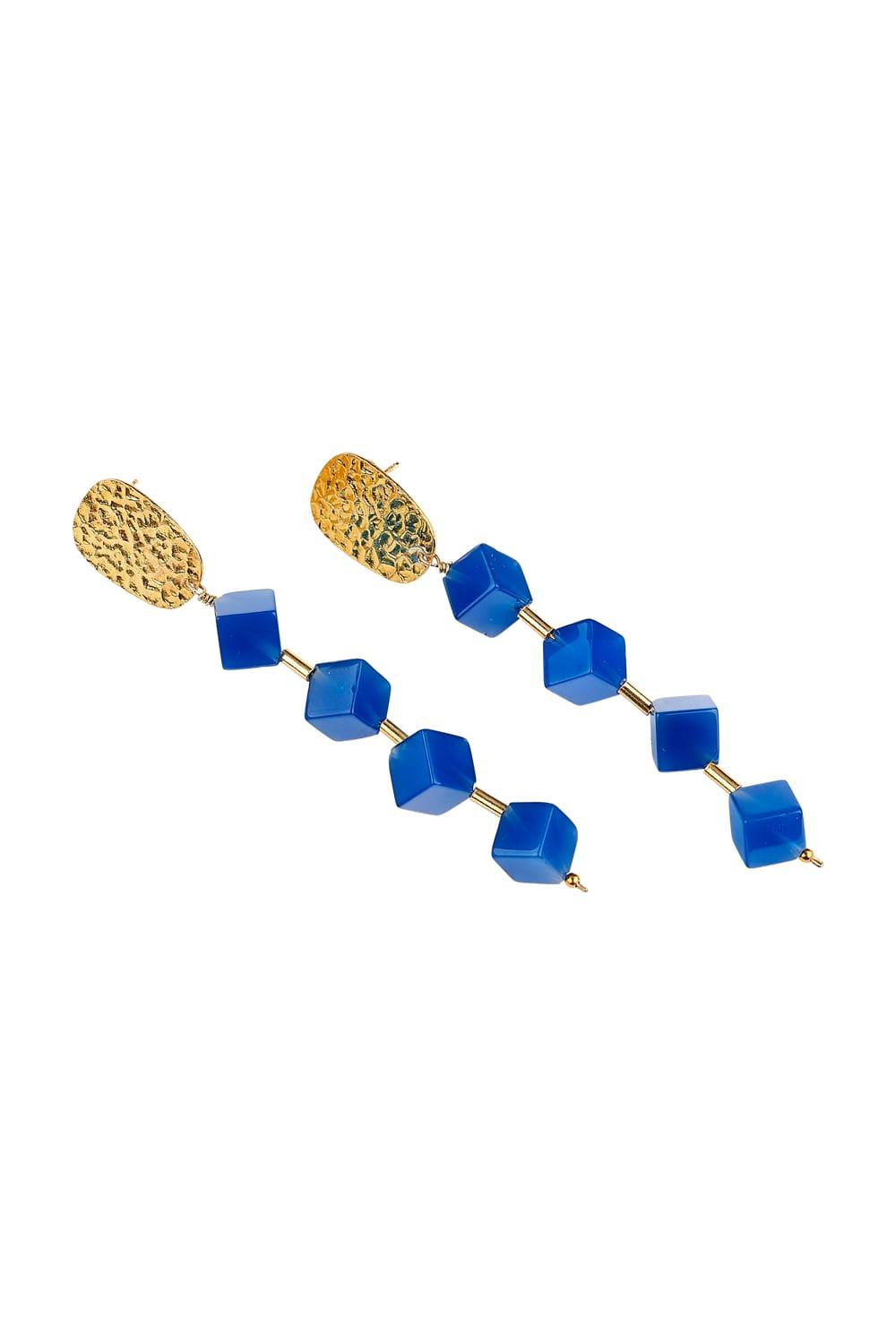 Manus In Mano-Rauma Mavi Akik Sallantı Gümüş Küpe-Küpe-1-Milagron.com