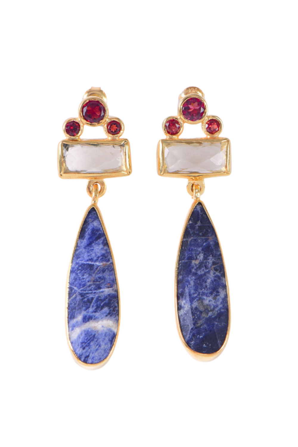 Manus In Mano-Salento Lapis Doğal Taş Gümüş Sallantı Küpe-Küpe-1-Milagron.com