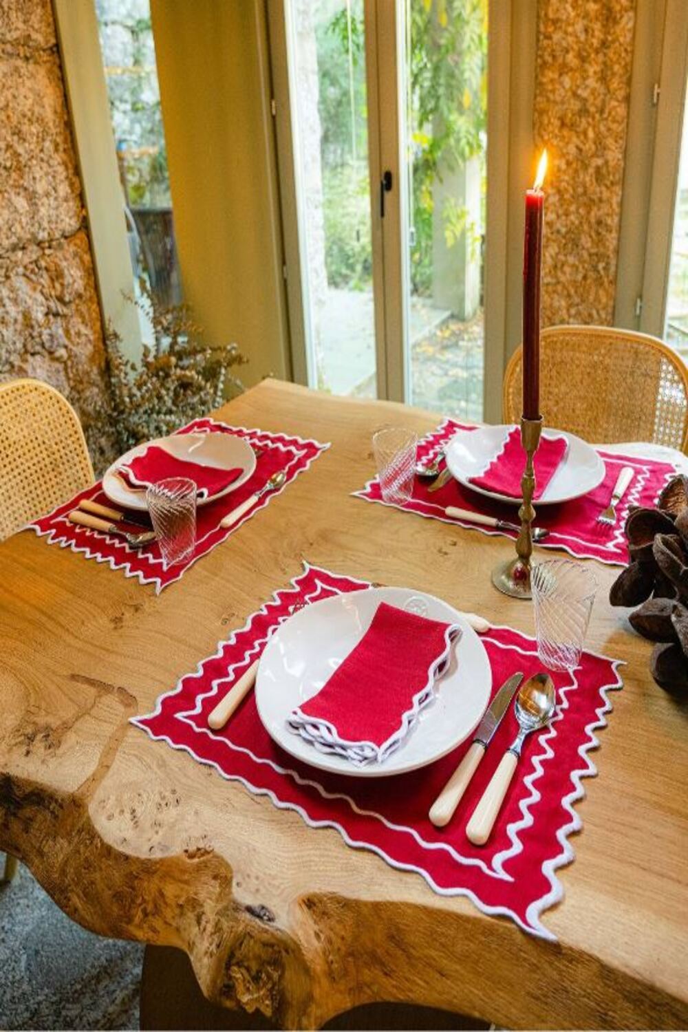 Vila Amerikan Servis Peçete Set Kırmızı Beyaz - 2