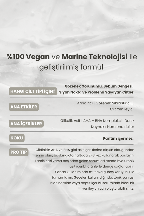 Marine Algae |Aha Bha Peeling Tonik %5 Glikolik Asit 100 Ml