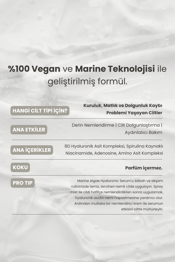 Marine Algae | Yoğun Nem Veren 8D Hyalüronik Asit Serumu 30 Ml
