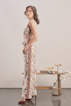 Mavlo-Burgundy Çiçekli Keten Yelek-Top-4-Milagron.com