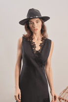 Mavlo-Midnight Bloom Nakışlı Midi Elbise-Elbise-2-Milagron.com