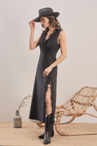 Mavlo-Midnight Bloom Nakışlı Midi Elbise-Elbise-3-Milagron.com