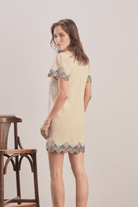 Mavlo-Oyster Nakışlı Mini Elbise-Elbise-4-Milagron.com