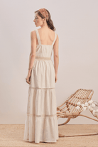 Mavlo-Soft Rose Nakışlı Koton Maxi Elbise-Elbise-4-Milagron.com