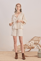 Mavlo-Soft Rose Nakışlı Koton Şort-Şort-1-Milagron.com