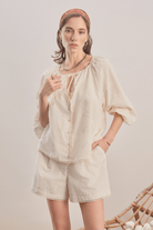 Mavlo-Soft Rose Nakışlı Koton Şort-Şort-2-Milagron.com