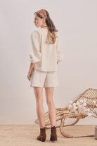 Mavlo-Soft Rose Nakışlı Koton Şort-Şort-4-Milagron.com