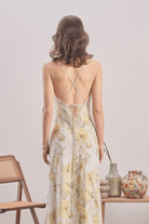 Mavlo-Yellow Meadow Çiçekli Keten Maxi Elbise-Elbise-4-Milagron.com