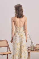 Mavlo-Yellow Meadow Çiçekli Keten Maxi Elbise-Elbise-5-Milagron.com