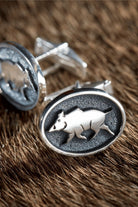 Melinka Accessories-Wild Boar Gümüş Kol Düğmesi 01-Kol Düğmesi-2-Milagron.com
