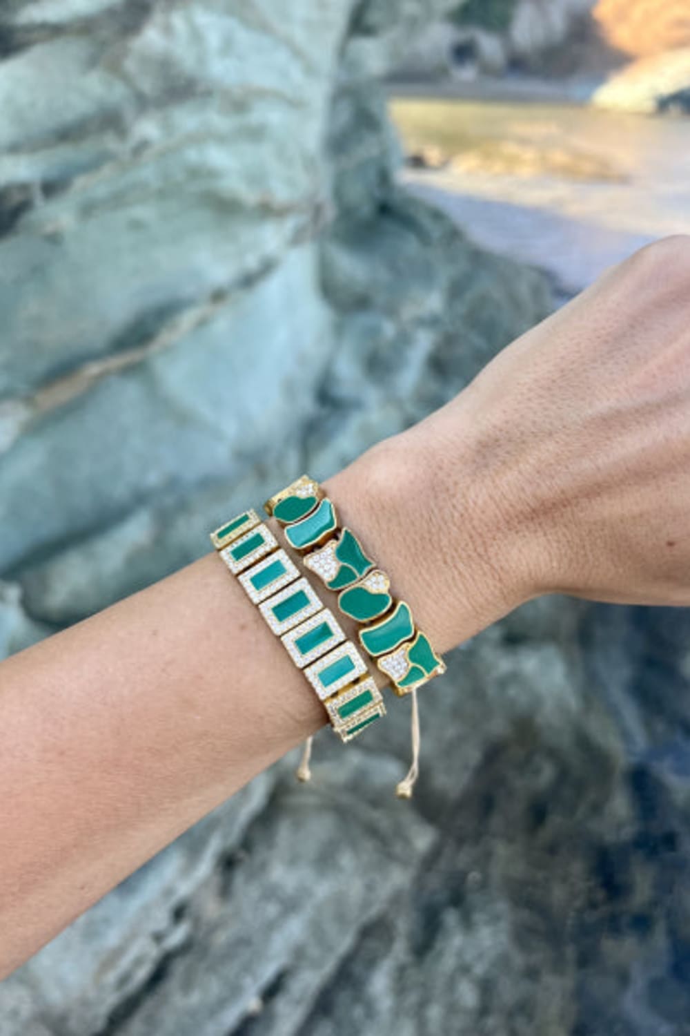 Melon-Frozen Taşlı Yeşil Mine Bileklik-Bileklik-2-Milagron.com